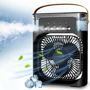 ROBEVE Buharlı Vantilatör Masaüstü Fan Klima Buharlı Hava Nemlendiricili Vantilatör Buzlu 7 Renk Led