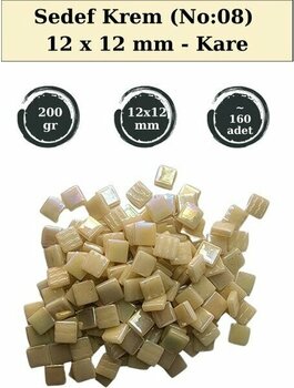 Zen Mozaik Sanatsal Mozaik Çalışmalarınız Için 12X 12 mm Kare - Sedefli  Cam Mozaik Taşı (200 Gr) - Sedef Krem - 08