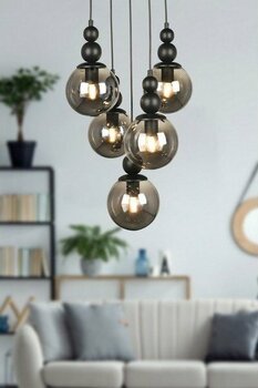 Begüsa Sonsuz 5.li Avize Siyah Füme Cam