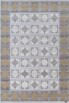 Trend TR008A Gri Halı Gold Detaylı Klasik Geometrik Desenli Akrilik Yumuşak Salon Halısı - 100 x 300 cm