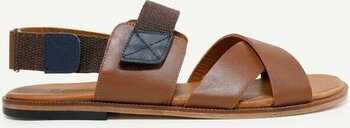 Yargıcı Çapraz Deri Sandalet - Kahverengi - 44