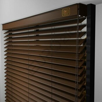 Jaluzi By Euro216  Ahşap Jaluzi Perde 50 mm GERÇEK AHŞAP Redüktörlü / Zincirli  CEVİZ Renk - 280 x 320 cm - Ceviz