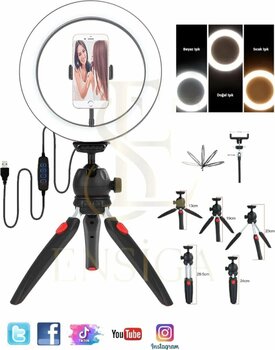 EN SİGA Masa Üstü Işık Ring Light 10 Inç Led Mini Masa Tripodlu Video Stüdyo Makyaj Işığı