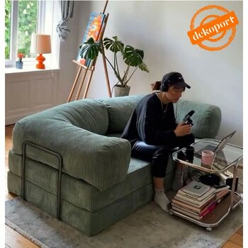 Relax Kanepe Dinlenme Koltuğu Puffy Kanepe Yatak Olabilen Açılır Aktivite Koltuğu - Yeşil