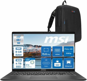 MSI Modern 15 Intel Core 7 150U 8GB 4TB SSD Intel® Graphics Freedos 15.6" IPS FullHD (1920x1080) Taşınabilir Bilgisayar F1MG632XTRF05 + Zetta Çanta