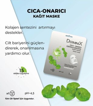 Derminix Cica Onarıcı Centella Asiatica Içeren Yüz Kağıt Maskesi
