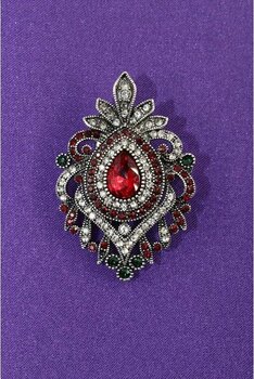 Yakut Broş. Kadın Yaka Iğnesi Broş. Yakut Taşlı Broş. Kadın Broş. Renk Gümüş Broş. Çok Renkli