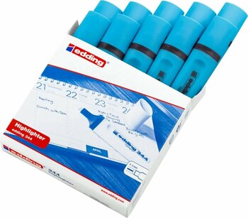 Edding 344 Fosforlu Kalem - Işaret Kalemi (yeniden Doldurulabilir) 2-5mm Açık Mavi (10 Lu Paket)