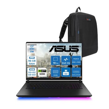 Asus Rog Strix Scar 18 G835lx-Sa156 Intel Core Ultra 9 275hx Aı 96gb Gb 512gb Ssd+512gb Ssd 24gb/Rtx5090 Gddr7 175w 18" 2.5k 2560 X 1600 240hz 3ms 1200nits Freedos Laptop Wsa156f42+Zettaçanta