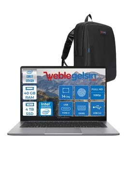 Asus Expertbook P1 P1403 Intel Core I7-13620H 40Gb Ddr5 4Tb Ssd Freedos 14" Fhd Intel Uhd Taşınabilir Bilgisayar Wp1403cvaı716512g0d25+Zettaçanta