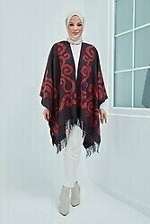 FORUM Hep Trend Kadın Çift Taraflı Saçaklı Omuz Şalı Panço