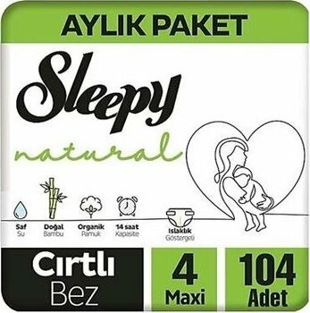 Sleepy Natural Bebek Bezi Maxi 4 Numara 7-14 kg 104 Adet