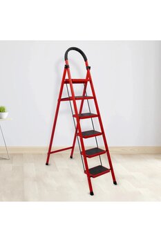 Asil 6 Basamaklı Katlanır Merdiven | Kaymaz Geniş Basamaklı Ev & Mutfak Tipi | 150 Kg Kapasite Emniyetli
