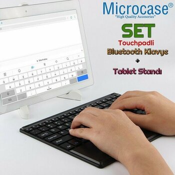 Microcase iPad Pro 12.9 M2 2022 Bluetooth Klavye 27 Cm(Tr Sticker)+Bluetooth Mouse+Stand AL2755