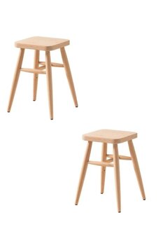 Onehome Ahşap Tabure Ham Kare 45 Cm 2 Adet