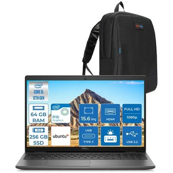 Dell Latitude 3540 Intel Core I5 1235U 64GB 256GB SSD 15.6 IPS Fhd Ubuntu Taşınabilir Bilgisayar DN049L354015U11 + Zetta Çanta - 256 GB - 64 GB