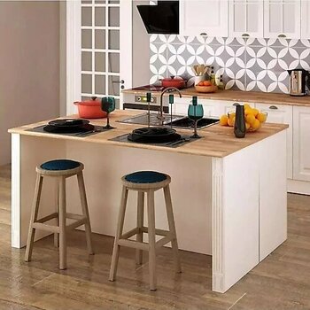 Fly Mobilya 180 Cm Sherry Ada, Modern Mutfak Adası, Mutfak Yemek Masası, Bar Masası, Çok Amaçlı Çekmeceli Ada