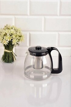 Etipar Süzgeçli Cam Demlik 700 Ml Tea Pot Çaydanlık Siyah
