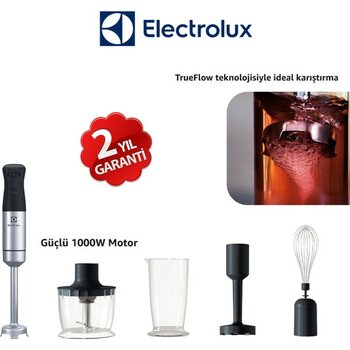 Electrolux Create 5 El Blender Set 1000W Truflow Teknoloji Paslanmaz Çelik Bıçaklı Çok Fonksiyonlu Mutfak Robotu - Siyah