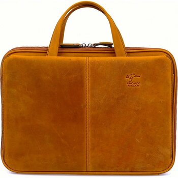 Kangaroo Kingdom 9091-ZAT Açık Taba %100 Hakiki Dana Derisi 37cm x 27cm x 7cm Evrak Çantası