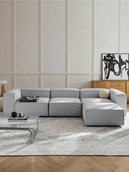 S Home Design Concept Frida 4 Modül Pofidik Modüler Kanepe L Köşe Koltuk Takımı, Keten, Gri