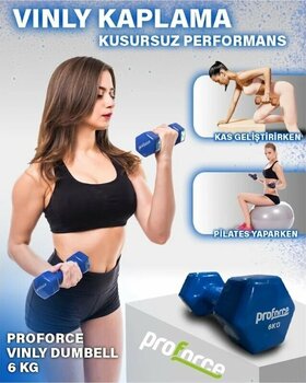 Proforce Vdb Dışı Vinil Kaplı Çelik Döküm Ağırlık Dambıl Mavi 6 Kg