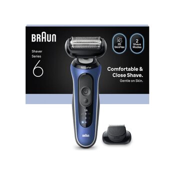 Braun Series 6 Elektrikli Tıraş Makinesi, Islak Ve Kuru, Hassas Düzeltici Başlık, 62-b1200s 1 Saat Mavi