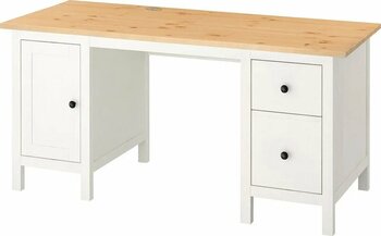 IKEA HEMNES beyaz vernik-açık kahverengi 155x65 cm çalışma masası