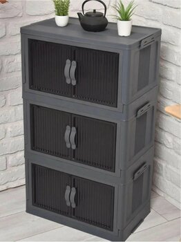 Sezka Life 3lü Katlanır Istiflenebilir Çift Kapaklı Düzenleyici Organizer Kutu Siyah