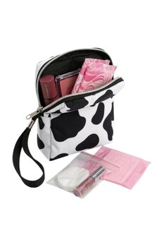 NS reliable İnek Desenli Kadın Hijyenik Ped Saklama Çantası - Mini Organizer Düzenleyici Kılıf - 10x14x3 cm