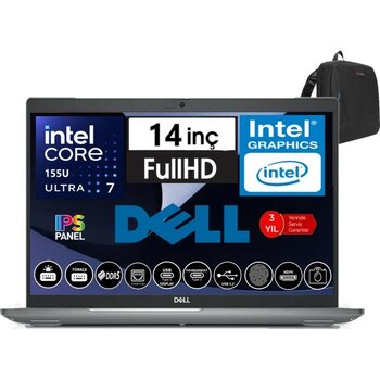 Dell Latitude 5450 Intel Ultra 7 155U 32GB Ddr5 256GB SSD 14" Fhd IPS Freedos Taşınabilir Bilgisayar N012L545014W06+ZETTAÇANTA - 256 GB - 32 GB