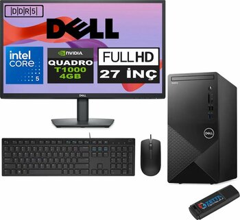 Dell Vostro 3030 Mt Intel Core I5 12400 32gb Ddr5 512gb Ssd 27" Fhd Windows 11 Home Quadro T1000-4gb Masaüstü Bilgisayar 27n3030i5t1000h17 + Zetta Usb Bellek