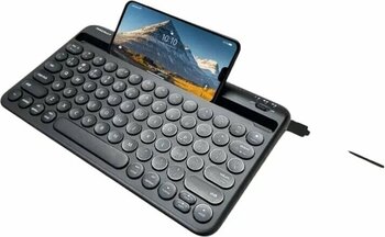 KENLY 78 Yuvarlak Tuşlu İngilizce Bluetooth Tablet Telefon Klavyesi Şarjlı Mini Boy 29x16cm