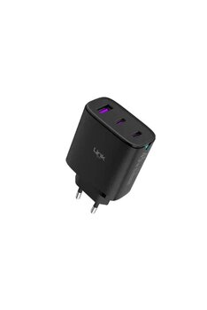 Linktech C317 Siyah 2x USB-C 1x USB-A Hızlı Şarj Var 45W Şarj Adaptörü