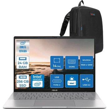 Asus Vivobook WS3407VA S14 Intel Core I5 13420H-24GB DDR5-256GB Ssd-14" Wuxga IPS 300NITS Freedos Taşınabilir Bilgisayar ZLY045F11+ZETTAÇANTA - 256 GB
