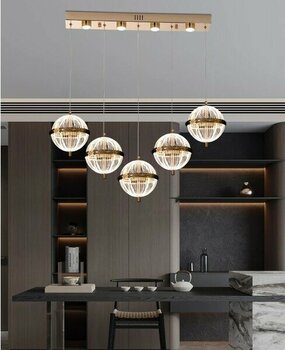 Barkın 5'li 37 Watt Sıralı Gold Ledli Modern Salon Avize - 5
