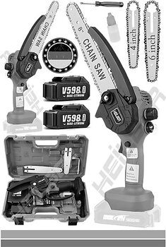 Heilber Alman V598 25CM Zincir Yağlamalı Çift Akülü Budama Testeresi Şarjlı Ağaç Dal Kesme Testeresi