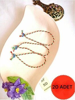 NF ND ENEFENDİ 20 Adet Nazar Boncuklu Marteniçka Ip Bileklik Kırmızı Yeşil Beyaz Hediye Şans Bahar