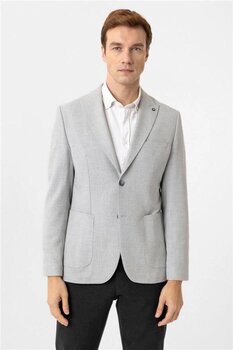 SÜVARİ Gri Slim Sivri Yaka 6 Drop Ceket 50 Beden