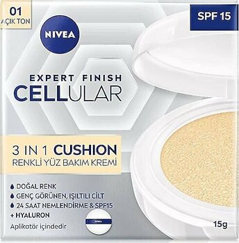 Nivea Cellular Expert Finish 3 in 1 Cushion 15 Faktör Açık Ton Renkli Yüz Bakım Kremi 15 ml
