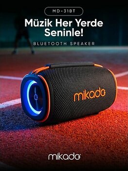Mikado MD-31BT Siyah Ipx6 15W Rgb Işıklı 2400MAH Tf Kart+Usb Destekli Bluetooth Hoparlör