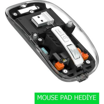 Jolita Huawei Matepad 10.4" 2019 Uyumlu Şeffaf Tasarım Sessiz Kablosuz Mouse - Siyah
