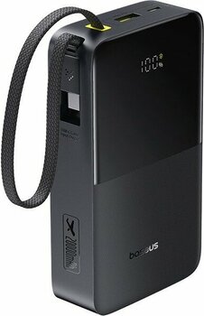 Baseus Enerfill FC51 Bipow2 Pro Dijital Göstergeli Super Hızlı Power Bank Type-C Kablolu, Usb-C 2 Çıkışlı 20000MAH 22.5W Siyah