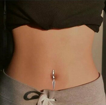 Takıconcept Mızrak Sallantılı Çelik Göbek Fake Piercing, Deliksiz Piercing - Gri