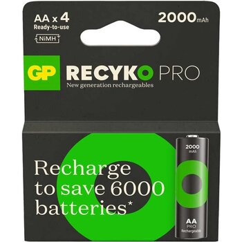 Gp Batteries Recyko Pro 2100 Serisi 2000 Mah Aa Kalem Ni-mh Şarjlı Pil, 1.2 Volt, 4'lü Kartela