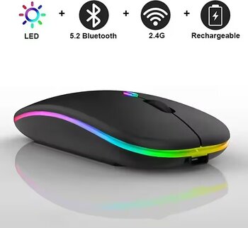 Huawei MatePad 12 X PaperMatte Edition Tablet İçin Uyumlu RGB LED Işıklı Bluetooth+2.4Ghz Kablosuz Şarjlı Mouse