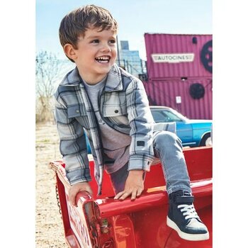Ekoseli Mavi Erkek Çocuk 3 Yaş Mont