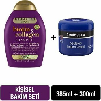OGX Dolgunlaştırıcı Biotin & Collagen Şampuan 385 ml + Neutrogena Besleyici Bakım Kremi 300 ml Hediyeli