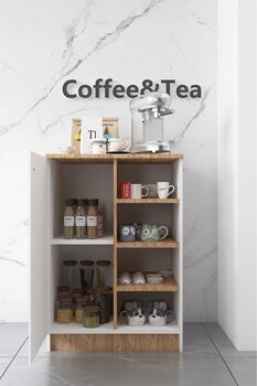 ESYAH Tekli Küçük Ahşap-beyaz 65cm Kahve Köşesi - Çok Amaçlı Dolap