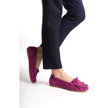 Alinn Butikk PS-100 Fuşya Süet Püsküllü Günlük Kadın Babet - 37